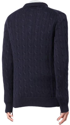 Polo Ralph Lauren FW22 Cable Knit Polo Collar Sweater Navy Blue 710860351-002 Purchase Polo Ralph Lauren FW22 Cable Knit Polo Collar Sweater Navy Blue 710860351-002
