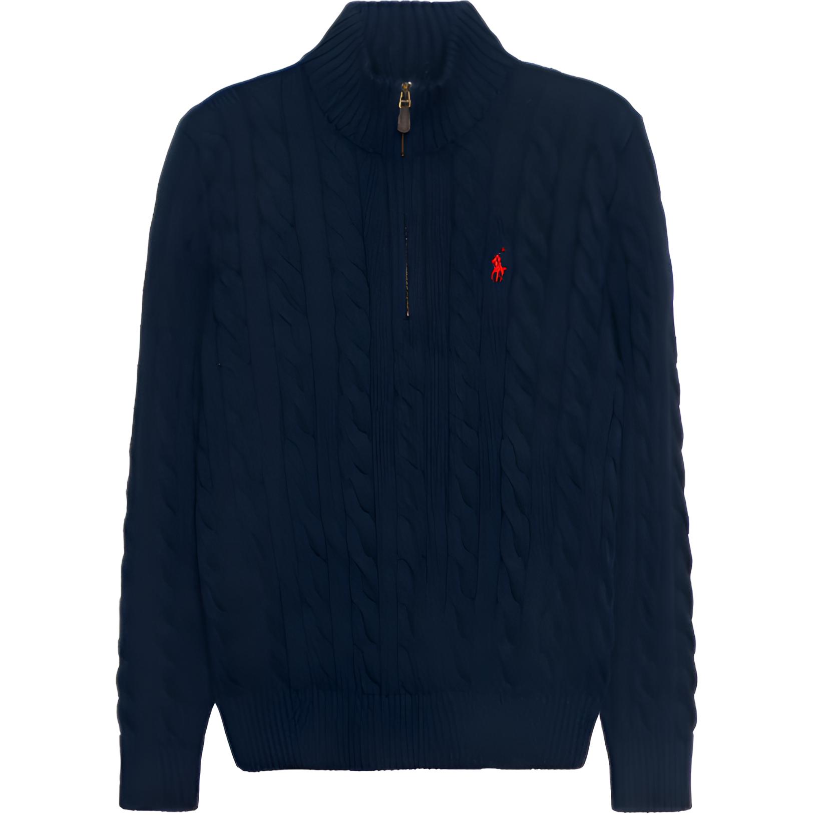 Polo Ralph Lauren FW22 Cable Knit Sweater with Logo Embroidery Navy . 710810841-001