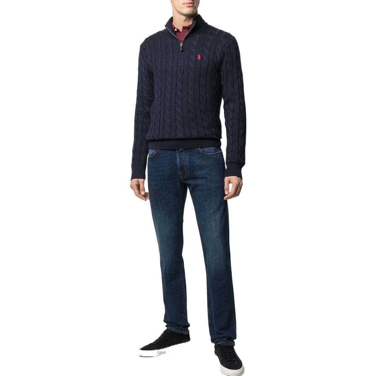 Polo Ralph Lauren FW22 Cable Knit Sweater with Logo Embroidery Navy . 710810841-001 圖 4