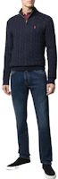 Shop Polo Ralph Lauren FW22 經典織紋刺繡標誌毛衣 深藍色 710810841-001