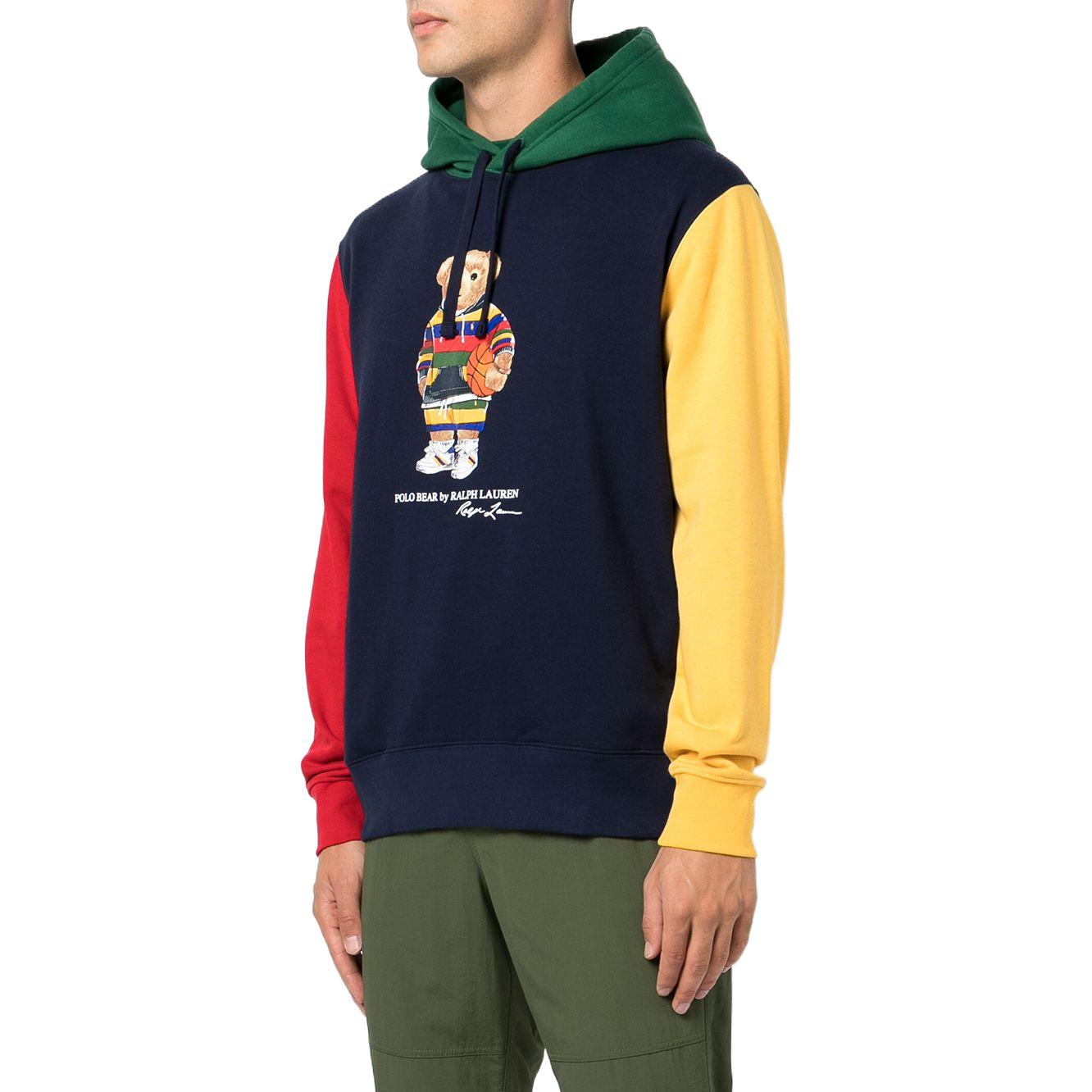 Shop Polo Ralph Lauren FW22 Sudadera Azul Colorblock Oso Cartoon Ajuste Casual. 710853351-003