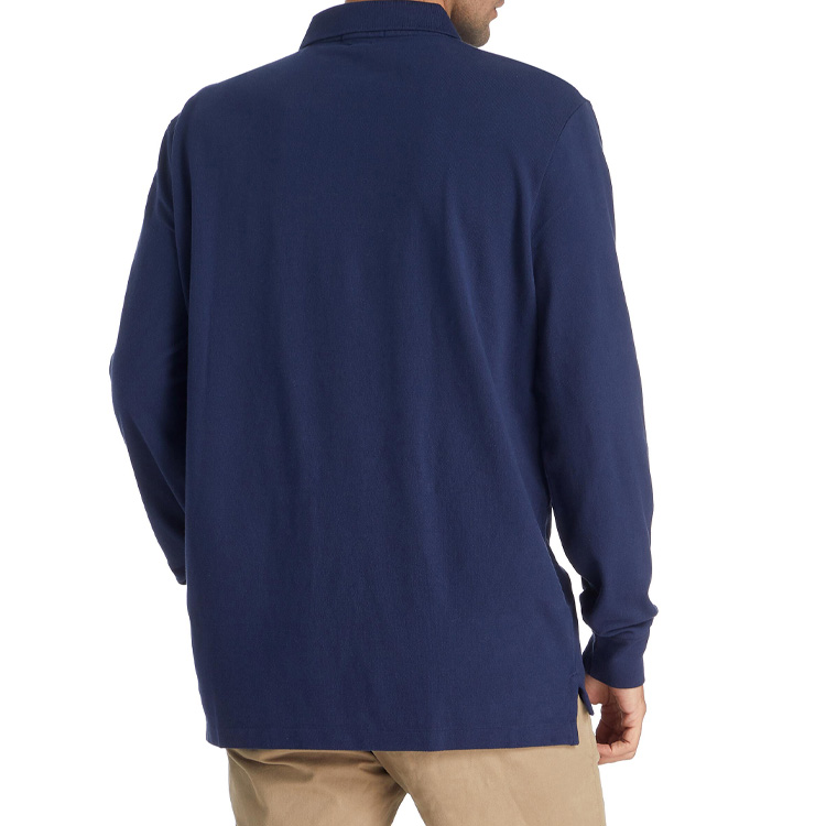 Shop 폴로 랄프 로렌 FW22 커스텀 슬림 핏 로고 긴팔 폴로 셔츠 블루 남성. 710680792-031