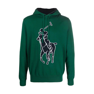 Polo Ralph Lauren FW22 Forest Green Logo Print Relaxed Hoodie Long Sleeve. 710878463-001