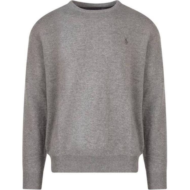 Buy Polo Ralph Lauren FW22 Gray Crewneck Sweater with Logo Embroidery for Men. 710876714-007