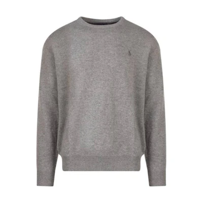 Polo Ralph Lauren FW22 Gray Crewneck Sweater with Logo Embroidery for Men. 710876714-007