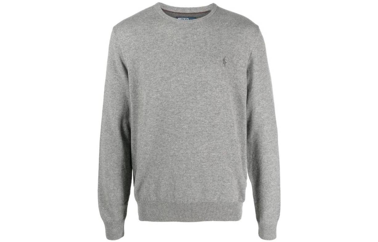 Order Polo Ralph Lauren FW22 Gray Crewneck Sweater with Logo Embroidery for Men. 710876714-007