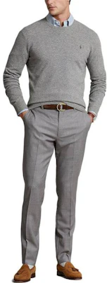 Polo Ralph Lauren FW22 Gray Crewneck Sweater with Logo Embroidery for Men. 710876714-007 Lookbook Polo Ralph Lauren FW22 Gray Crewneck Sweater with Logo Embroidery for Men. 710876714-007