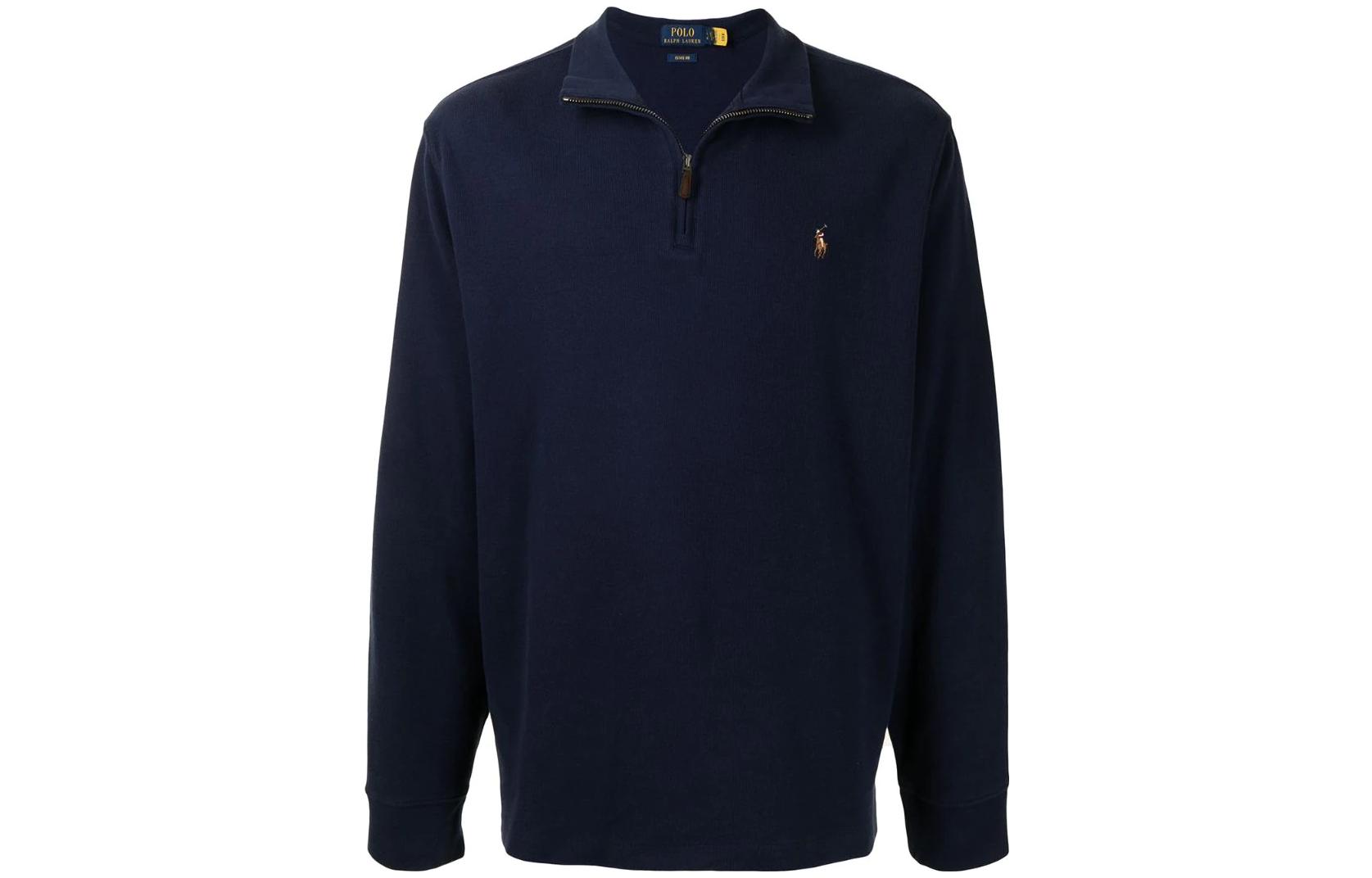 Polo Ralph Lauren FW22 Logo Embroidered Half-Zip High-Neck Sweatshirt Navy 710671929-029