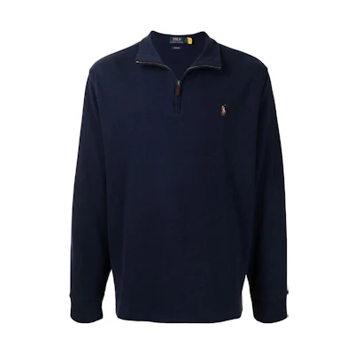 Polo Ralph Lauren FW22 Logo Embroidered Half-Zip High-Neck Sweatshirt Navy 710671929-029