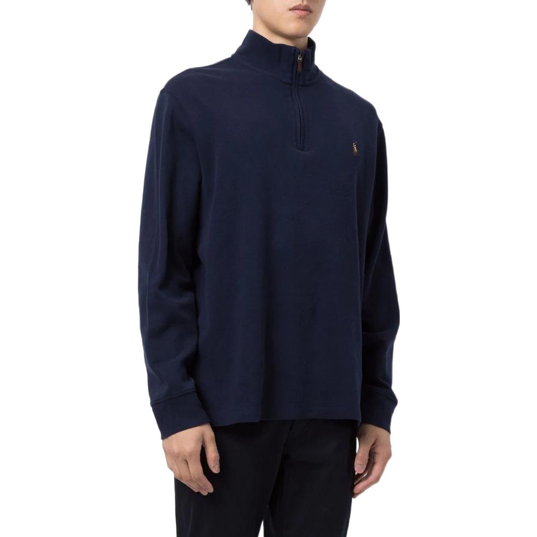 Purchase ポロ ラルフローレン FW22 ロゴ刺繍 ハーフジップ ハイネックスウェットシャツ ネイビー 710671929-029