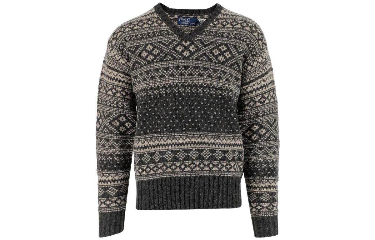 Polo Ralph Lauren FW22 Logo Pattern Knit Long Sleeve  Sweater Black 710879119-001