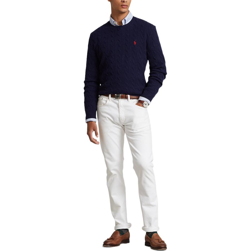 Polo Ralph Lauren FW22 Navy Cable-Knit Cashmere Sweater with Embroidered Logo. 710876762-002 圖 4