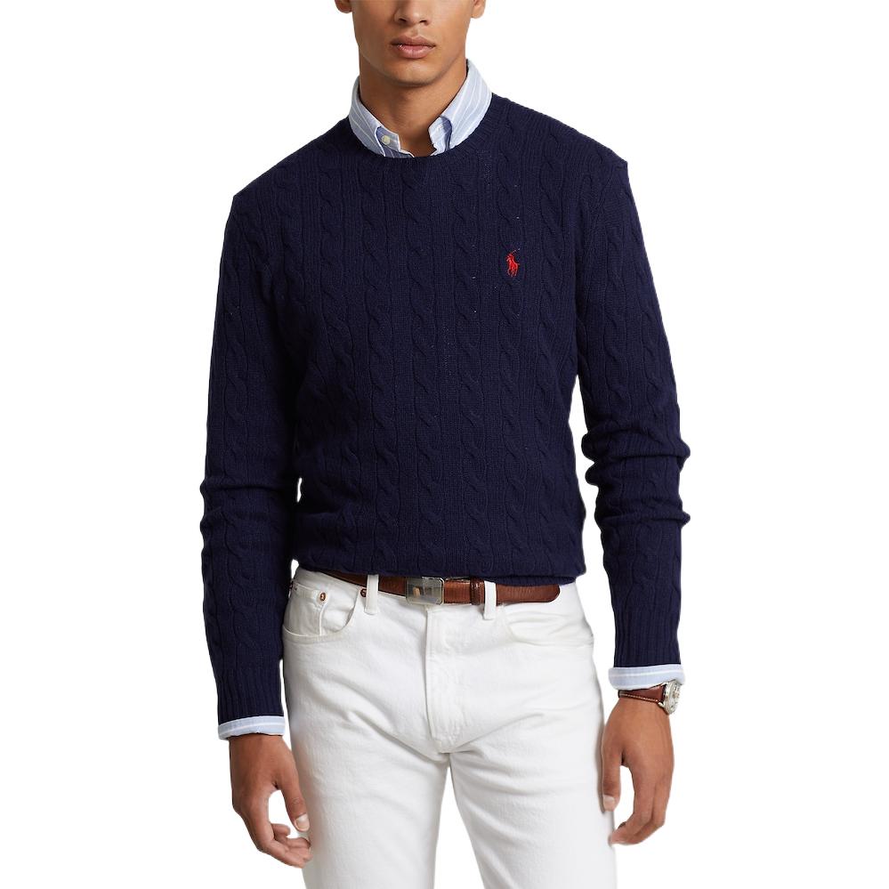 Polo Ralph Lauren FW22 Navy Cable-Knit Cashmere Sweater with Embroidered Logo. 710876762-002 圖 5