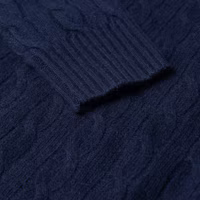 Cheap Polo Ralph Lauren FW22 Navy Cable-Knit Cashmere Sweater with Embroidered Logo. 710876762-002