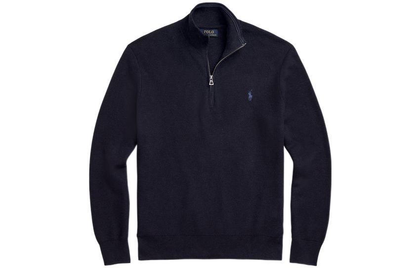 Polo Ralph Lauren FW22 Navy Half-Zip Pullover Sweater with Logo for Men. MNPOSWE16821109-410