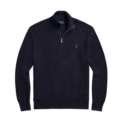 Polo Ralph Lauren FW22 Navy Half-Zip Pullover Sweater with Logo for Men. MNPOSWE16821109-410