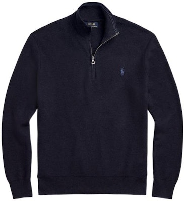 Polo Ralph Lauren FW22 Sweater Half-Zip Navy dengan Logo Pria. MNPOSWE16821109-410 Order Polo Ralph Lauren FW22 Sweater Half-Zip Navy dengan Logo Pria. MNPOSWE16821109-410