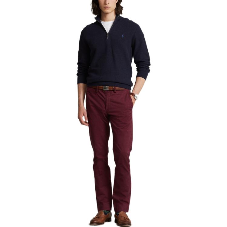 Lookbook Polo Ralph Lauren FW22 Sweater Half-Zip Navy dengan Logo Pria. MNPOSWE16821109-410