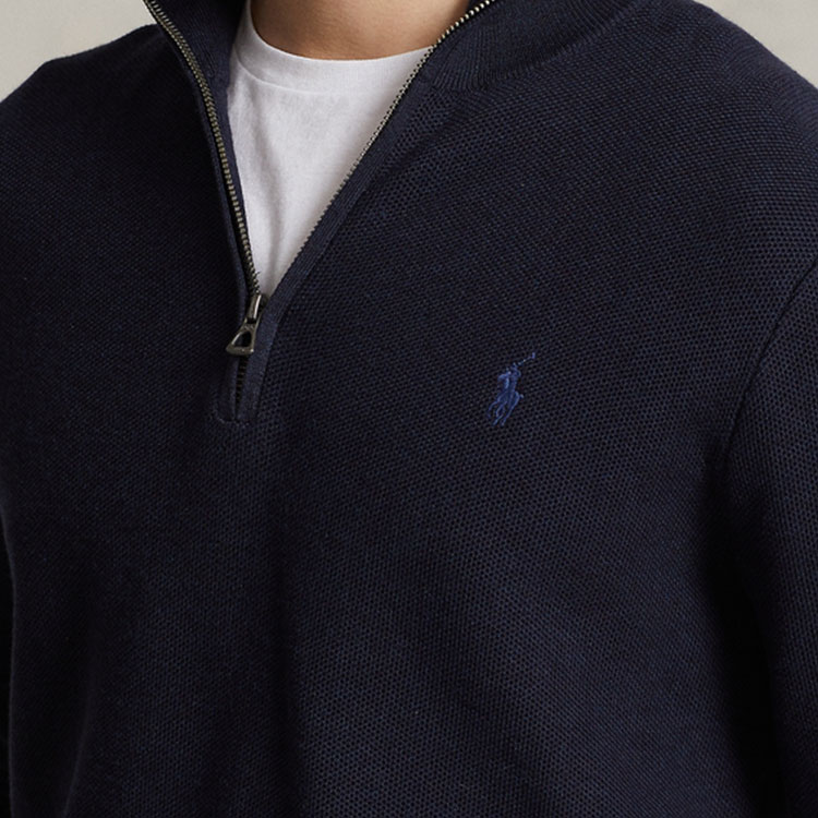 Details for Polo Ralph Lauren FW22 Sweater Half-Zip Navy dengan Logo Pria. MNPOSWE16821109-410