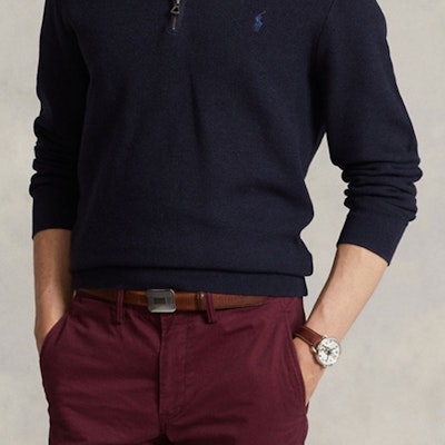 Polo Ralph Lauren FW22 Sweater Half-Zip Navy dengan Logo Pria. MNPOSWE16821109-410 Cheap Polo Ralph Lauren FW22 Sweater Half-Zip Navy dengan Logo Pria. MNPOSWE16821109-410