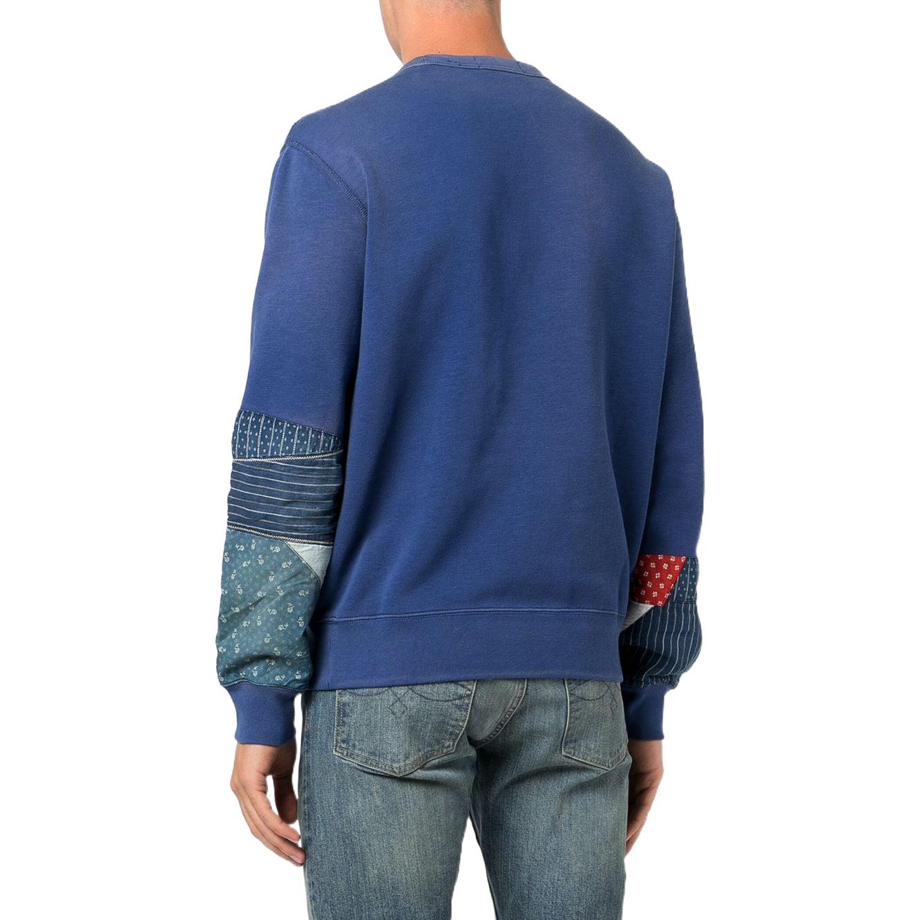 Shop Polo Ralph Lauren FW22 Patchwork Crewneck Long Sleeve Polo Shirt Blue Men’s. 710870247-001