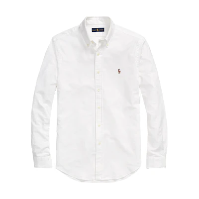 Polo Ralph Lauren FW22 Slim-Fit White Long Sleeve Shirt with Logo Embroidery. MNPOWOV16820207-100