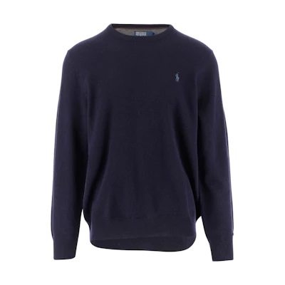 Polo Ralph Lauren FW22 Slim Fit Crewneck Embroidered Sweater Blue Pullover 710876714-001