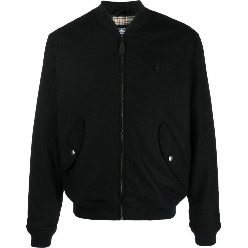 Polo Ralph Lauren FW22 Solid Black Embroidered Pony Bomber Jacket for Men 710876151-002