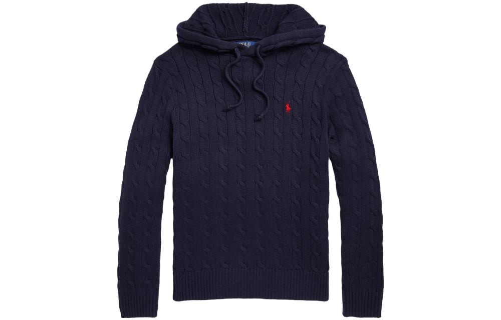 Polo Ralph Lauren FW22 Solid Cable Knit Hoodie Blue  Sweater. MNPOSWE16821101-400