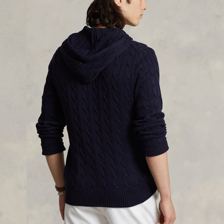 Polo Ralph Lauren FW22 Solid Cable Knit Hoodie Blue  Sweater. MNPOSWE16821101-400 圖 5