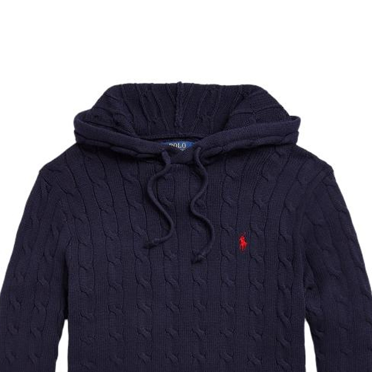 Polo Ralph Lauren FW22 Solid Cable Knit Hoodie Blue  Sweater. MNPOSWE16821101-400 圖 6