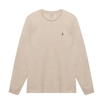 Polo Ralph Lauren FW22 Solid Color Crewneck Long Sleeve T-Shirt Khaki (). 710627433-039