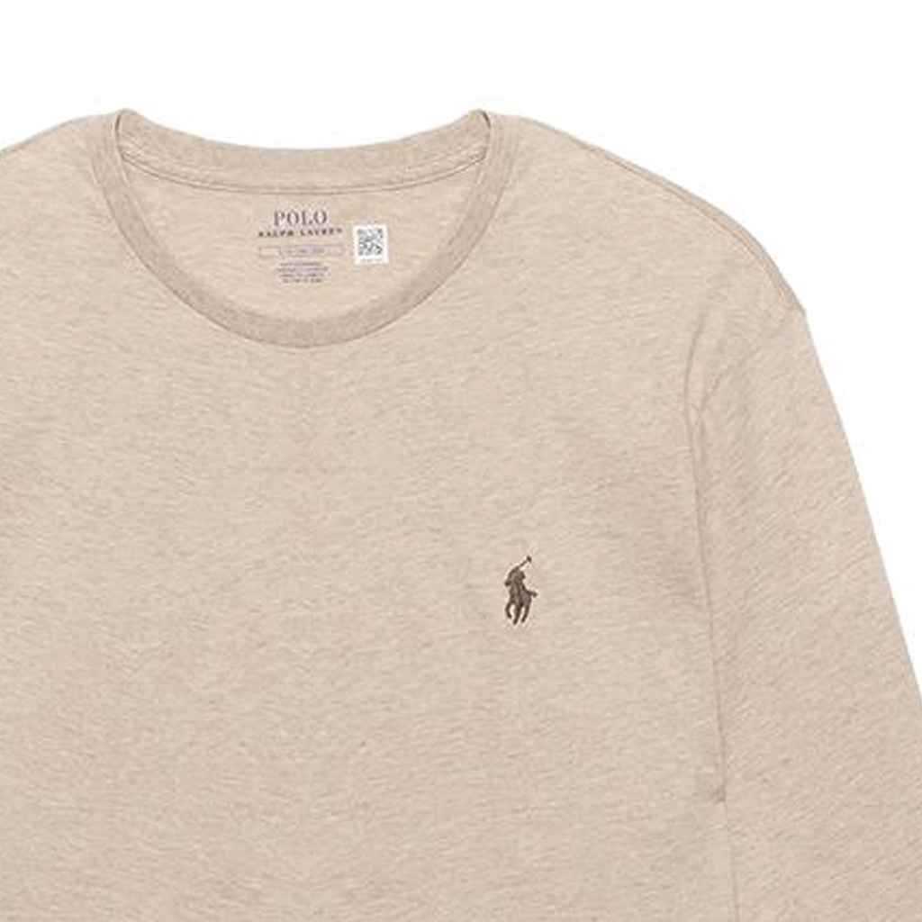 Sizing 폴로 랄프 로렌 FW22 솔리드 컬러 크루넥 긴팔 티셔츠 카키. 710627433-039