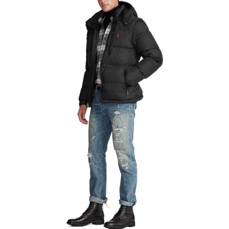 Lookbook Polo Ralph Lauren FW22純色刺繡連帽羽絨外套 黑色. MNPOOTW16020321-001