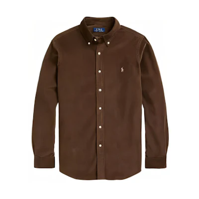Polo Ralph Lauren FW22 Solid Corduroy Long Sleeve Shirt Deep Brown. 16822544-200