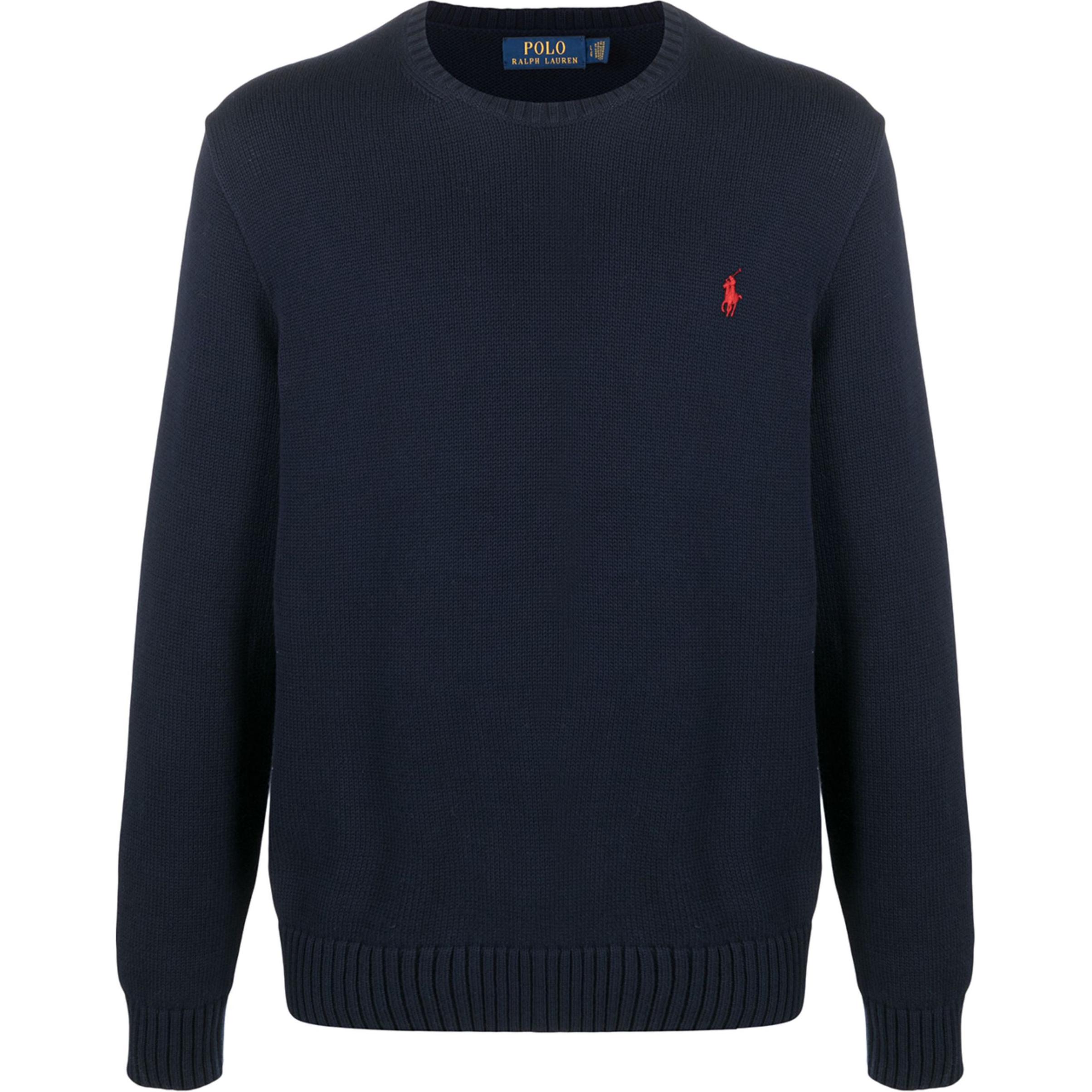 Polo Ralph Lauren FW22 Solid Logo Embroidered Crewneck Sweater  Blue. 710810846-001