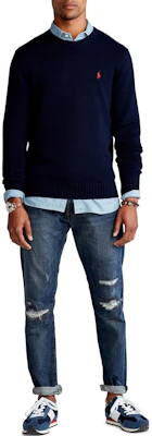Polo Ralph Lauren FW22 經典刺繡Logo純色圓領毛衣 藍色 710810846-001 Lookbook Polo Ralph Lauren FW22 經典刺繡Logo純色圓領毛衣 藍色 710810846-001