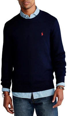 Polo Ralph Lauren FW22 經典刺繡Logo純色圓領毛衣 藍色 710810846-001 Shop Polo Ralph Lauren FW22 經典刺繡Logo純色圓領毛衣 藍色 710810846-001