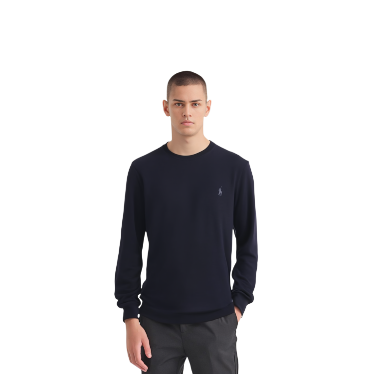 Polo Ralph Lauren FW22 Solid Logo Embroidered Crewneck Wool Sweater Men Blue 710876846-003 圖 6