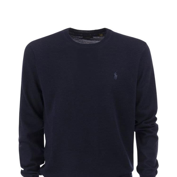 Polo Ralph Lauren FW22 Solid Logo Embroidered Crewneck Wool Sweater Men Blue 710876846-003 圖 7