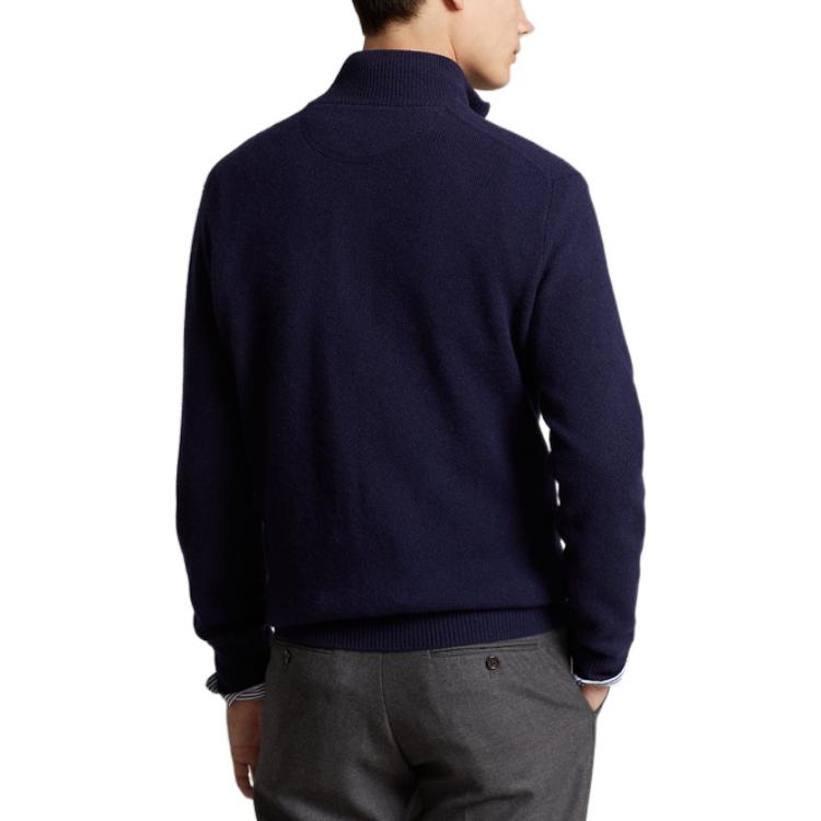 Purchase Polo Ralph Lauren FW22 Solid Logo Embroidered Half-Zip Knit Sweater Blue Men’s. MNPOSWE16821102-400