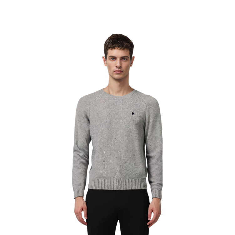 Polo Ralph Lauren FW22 Solid Logo Embroidered Knit Pullover Sweater Grey Mens. 710878350-001 圖 4