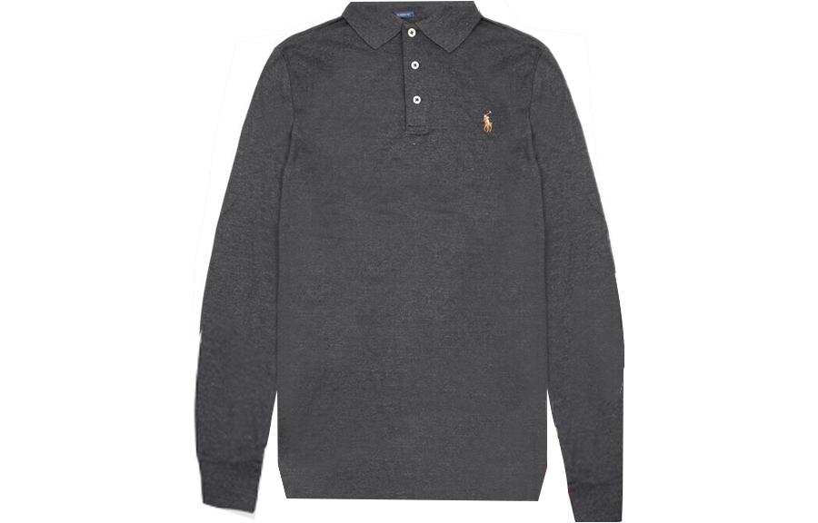 Polo Ralph Lauren FW22 Solid Logo Embroidered Long Sleeve Polo Shirt Black/Grey. 710817913-013 圖 2