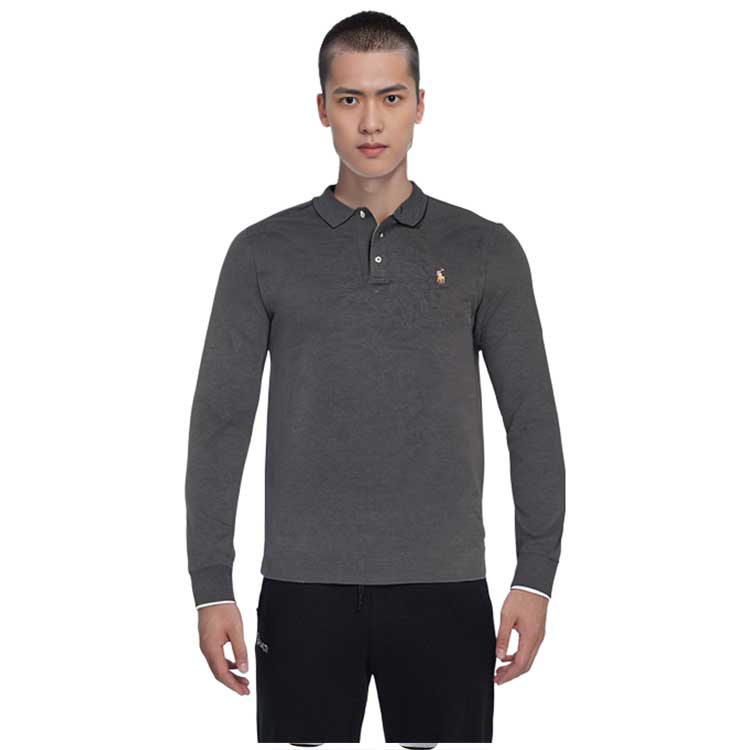 Polo Ralph Lauren FW22 Solid Logo Embroidered Long Sleeve Polo Shirt Black/Grey. 710817913-013 圖 4