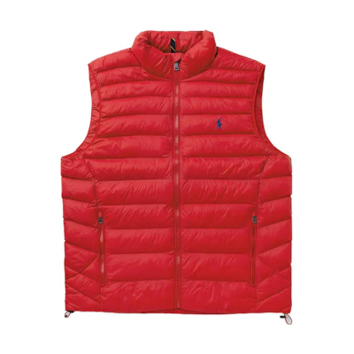Polo Ralph Lauren FW22 Solid Logo Embroidered Stand Collar Vest Red (). 710845941-005