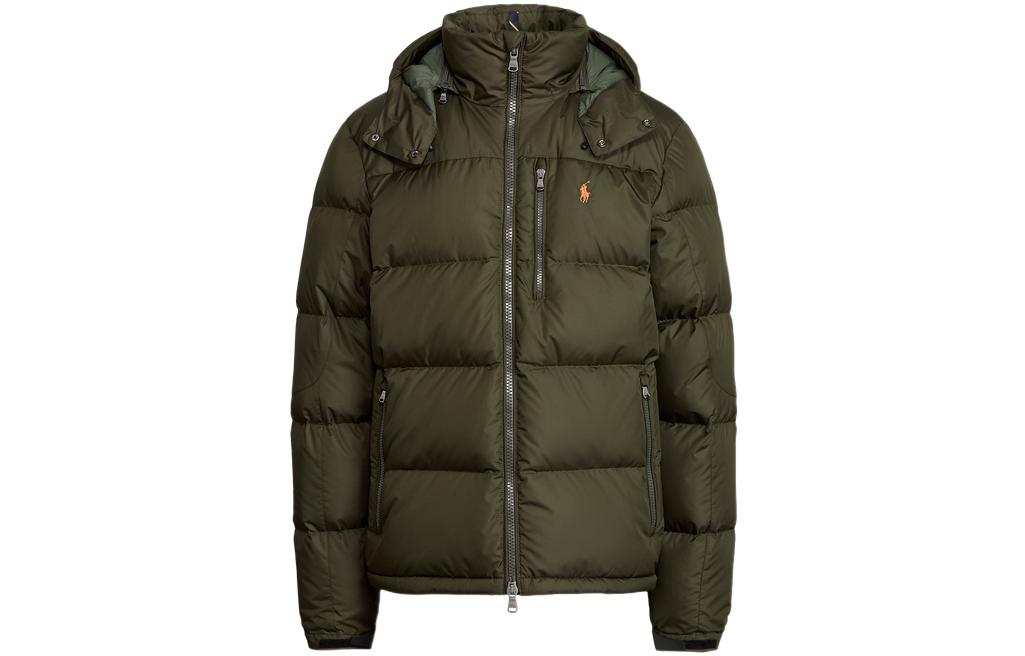 Polo Ralph Lauren FW22 Solid Logo Quilted Hooded Puffer Jacket Green MNPOOTW16020889-301