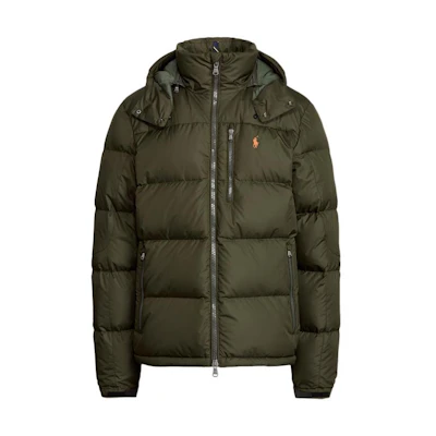 Polo Ralph Lauren FW22 Solid Logo Quilted Hooded Puffer Jacket Green MNPOOTW16020889-301