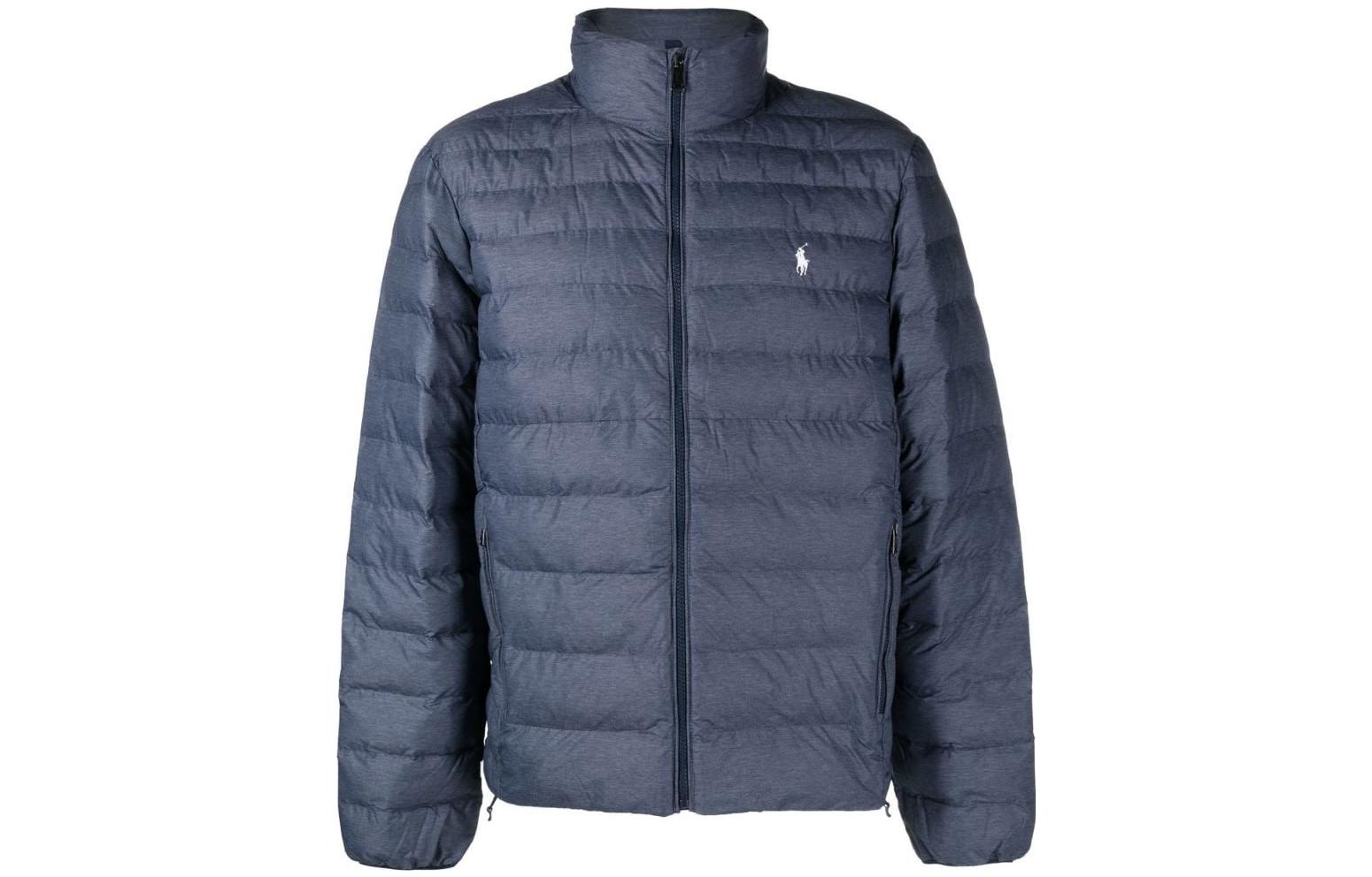 Polo Ralph Lauren FW22 Solid Logo Stand Collar Zip Jacket Blue Men’s Outerwear 710810897-029