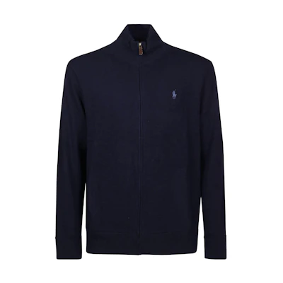 Polo Ralph Lauren FW22 Solid Zip-Up Wool Sweater Navy Blue Knitwear. 710876719-001