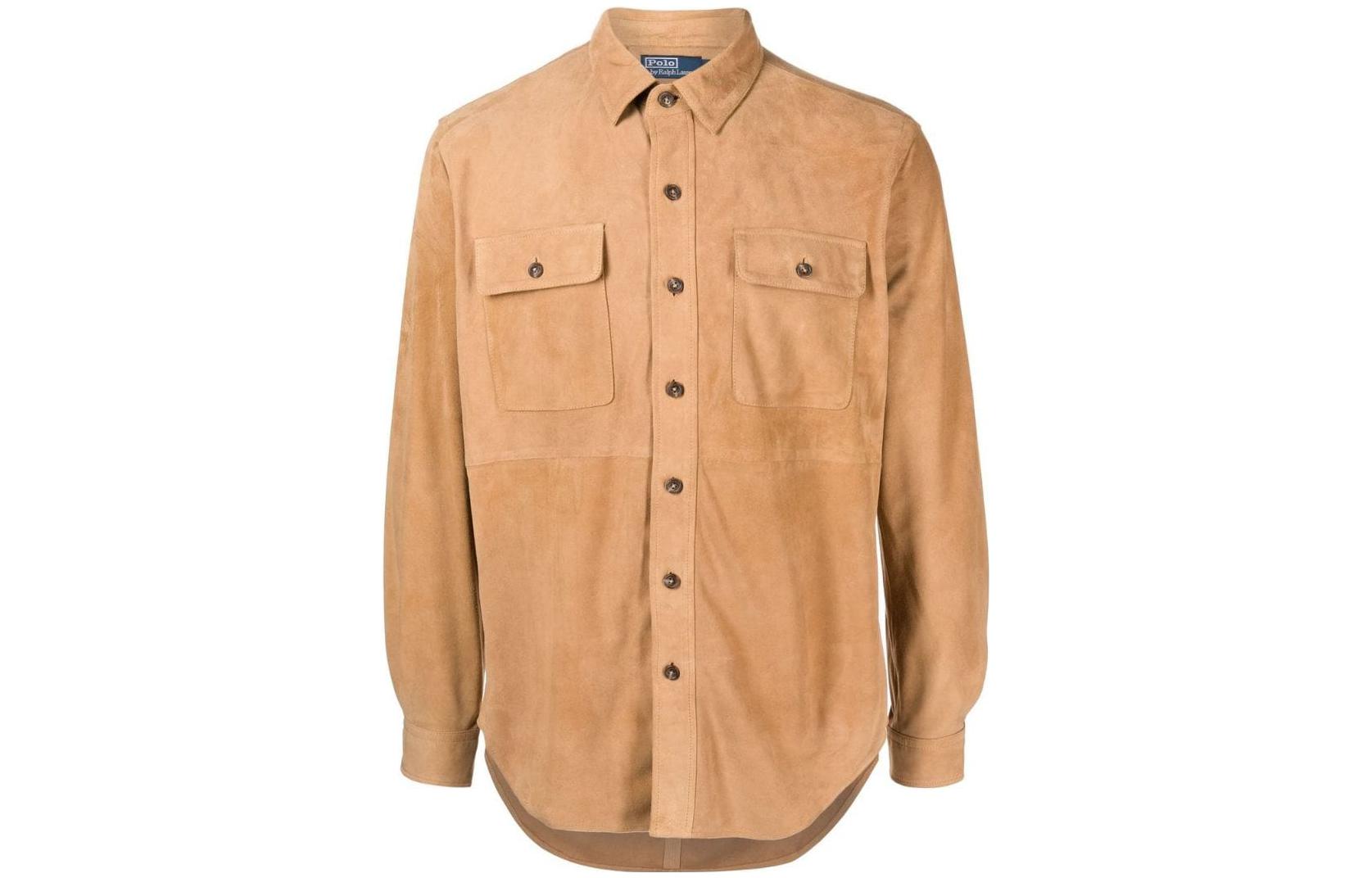 Polo Ralph Lauren FW22 Suede Long Sleeve Shirt Beige - 710858437001BEIGE/KHAKI